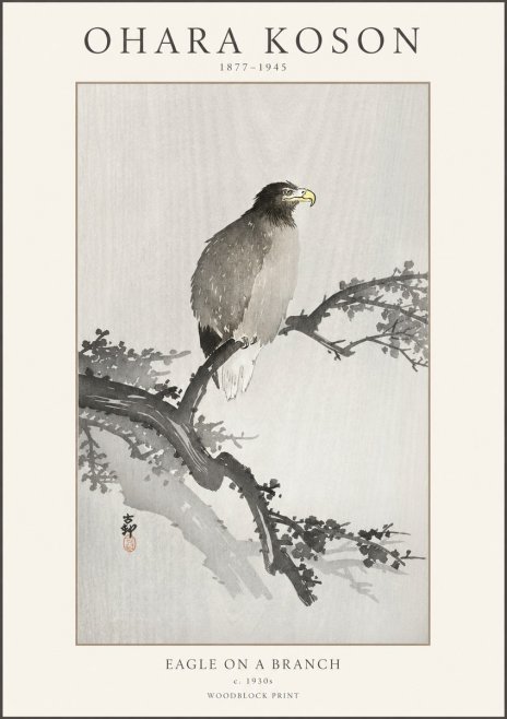 Ohara Koson Eagle on a Branch I No1 - Juliste