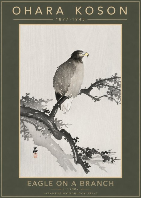 Ohara Koson Eagle on a Branch I No4 - Juliste
