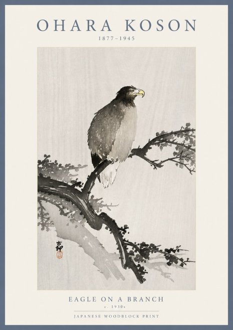 Ohara Koson Eagle on a Branch I No5 - Juliste