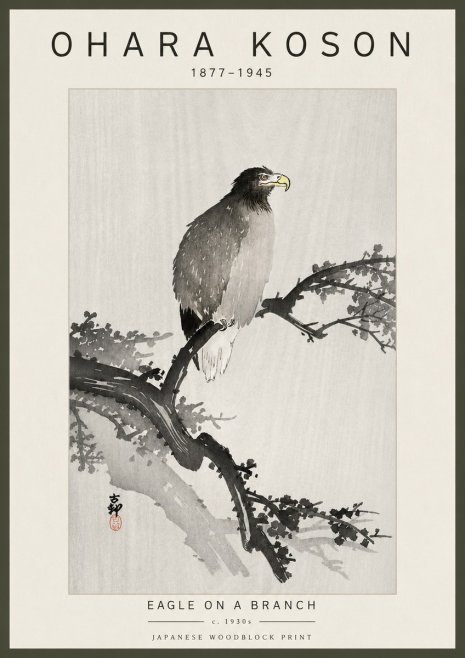 Ohara Koson Eagle on a Branch I No6 - Juliste