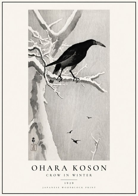 Ohara Koson Crow in Winter I No1 - Juliste