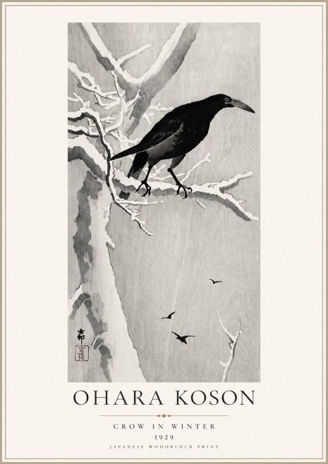 Ohara Koson Crow in Winter I No3 - Juliste