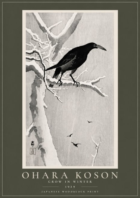 Ohara Koson Crow in Winter I No5 - Juliste
