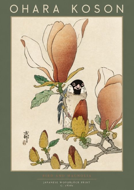 Ohara Koson Bird and Magnolia No2 - Juliste