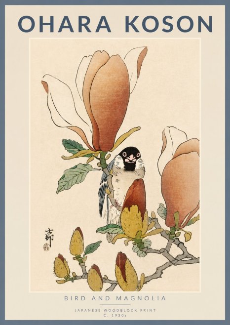 Ohara Koson Bird and Magnolia No4 - Juliste