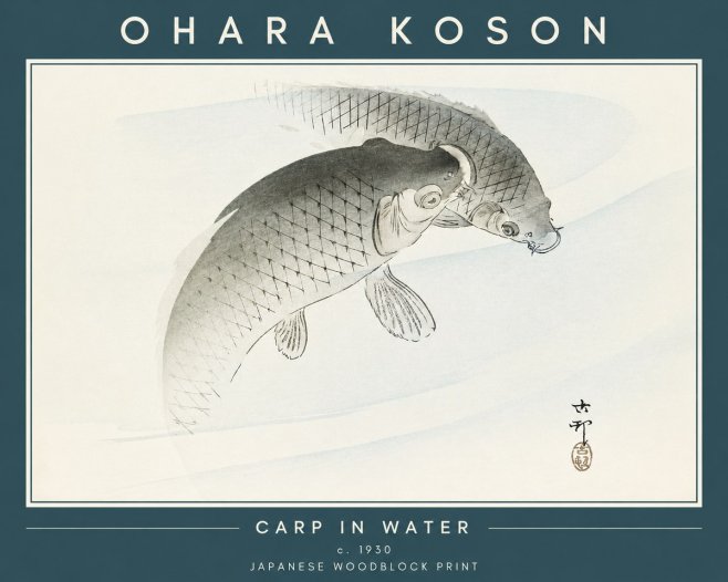 Ohara Koson Carp in Water No2 - Juliste