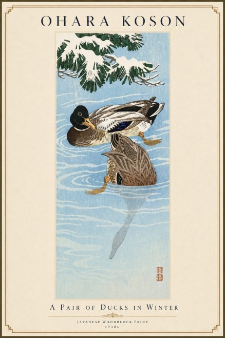 Ohara Koson A Pair of Ducks in Winter No6 - Juliste