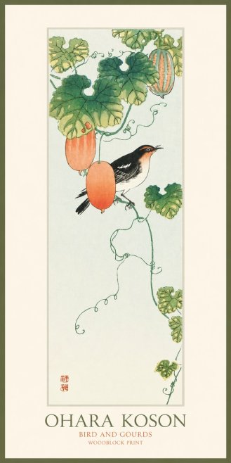 Ohara Koson Bird and Gourds No1 - Juliste