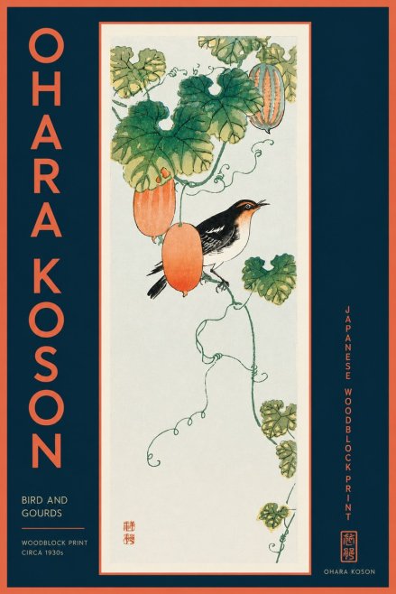 Ohara Koson Bird and Gourds No5 - Juliste