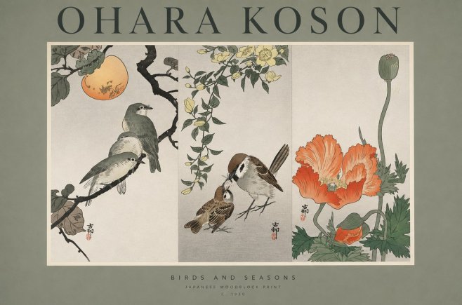 Ohara Koson Birds and Seasons No1 - Juliste