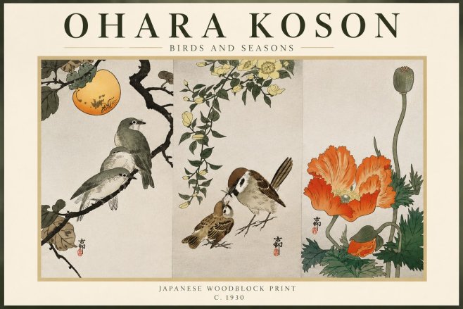 Ohara Koson Birds and Seasons No3 - Juliste