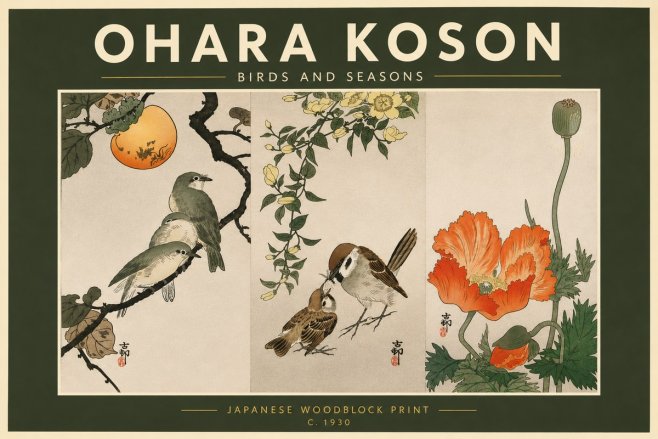 Ohara Koson Birds and Seasons No5 - Juliste