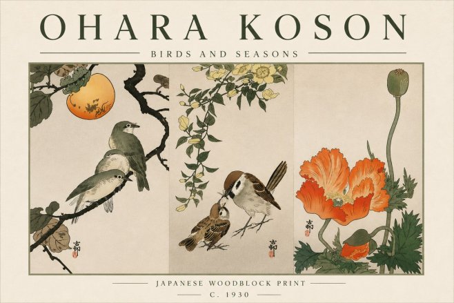 Ohara Koson Birds and Seasons No6 - Juliste