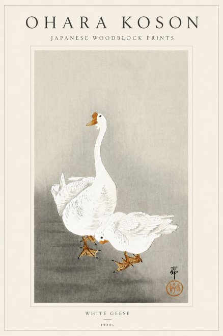 Ohara Koson White Geese No5 - Juliste