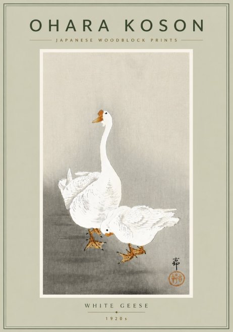 Ohara Koson White Geese No6 - Juliste