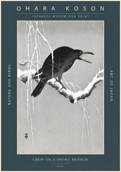 Ohara Koson Crow on a Snowy Branch II No2 - Juliste