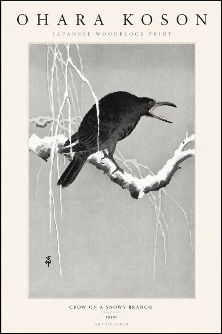 Ohara Koson Crow on a Snowy Branch II No3 - Juliste