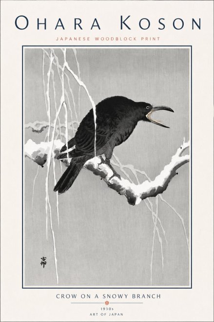 Ohara Koson Crow on a Snowy Branch II No6 - Juliste