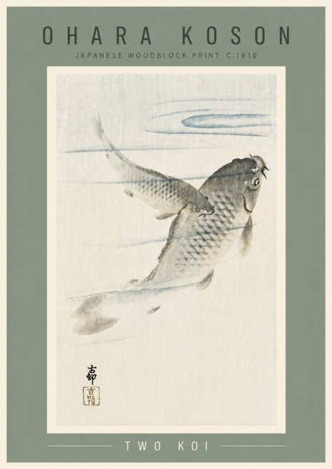 Ohara Koson Two Koi I No6 - Juliste