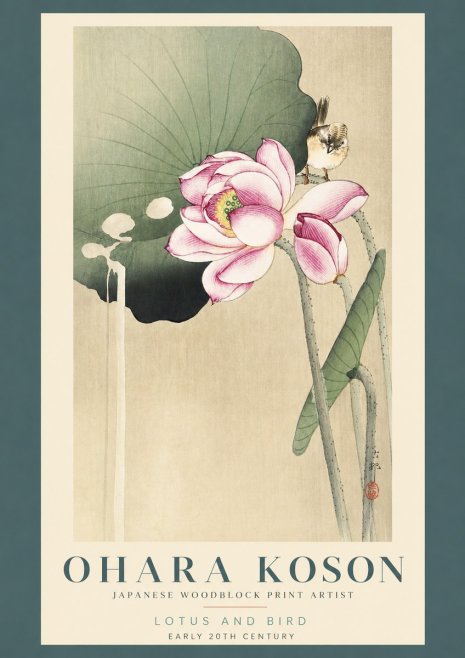 Ohara Koson Lotus and Bird No3 - Juliste