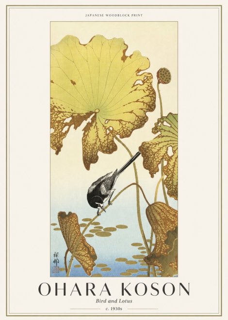 Ohara Koson Bird and Lotus No1 - Juliste