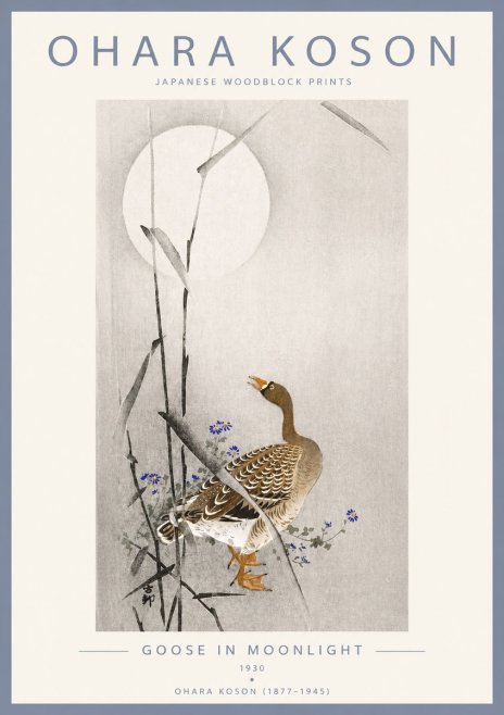 Ohara Koson Goose in Moonlight No4 - Juliste