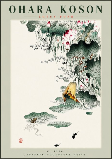 Ohara Koson Lotus Pond No4 - Juliste