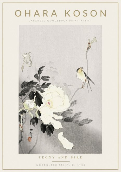 Ohara Koson Peony and Bird No4 - Juliste