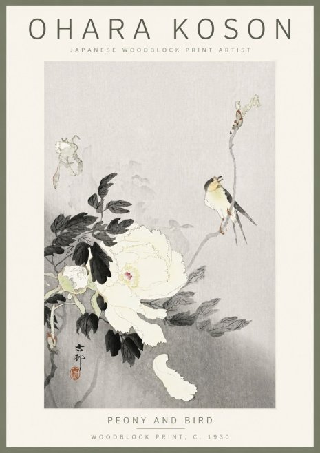 Ohara Koson Peony and Bird No6 - Juliste