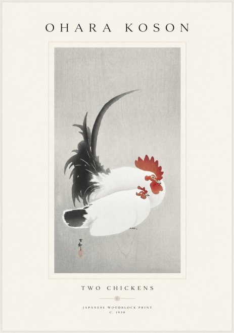Ohara Koson Two Chickens No1 - Juliste