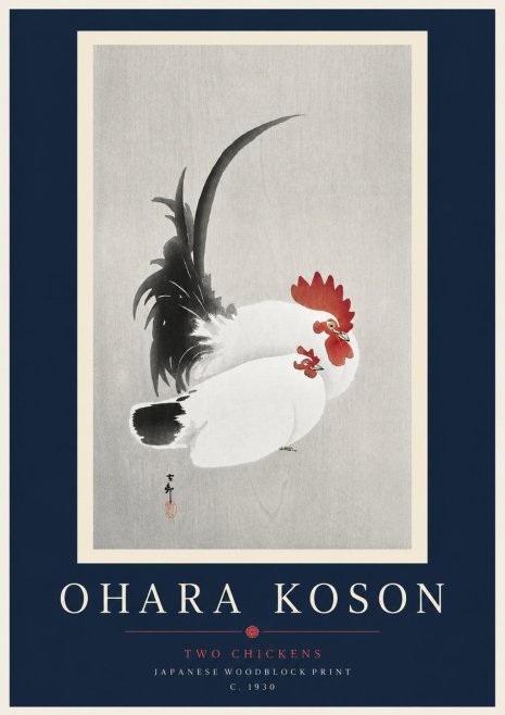 Ohara Koson Two Chickens No3 - Juliste
