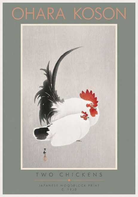 Ohara Koson Two Chickens No4 - Juliste