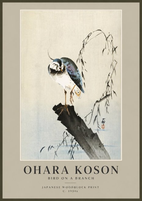 Ohara Koson Bird on a Branch III No6 - Juliste