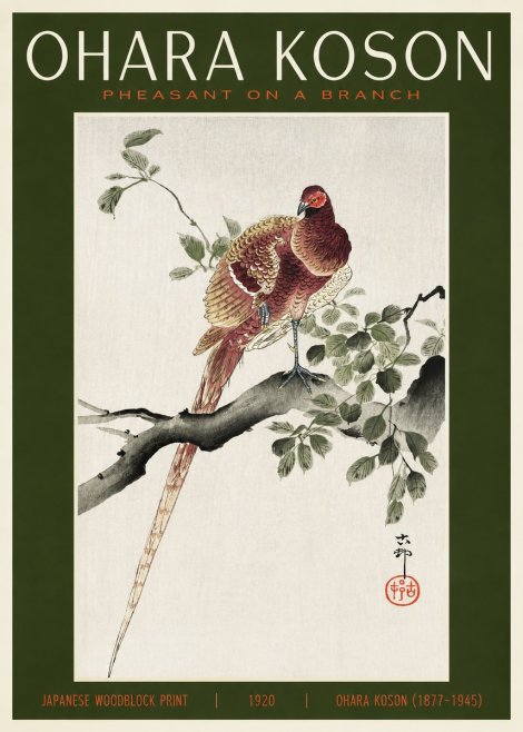 Ohara Koson Pheasant on a Branch No2 - Juliste