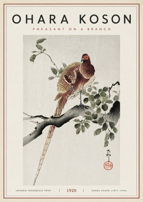 Ohara Koson Pheasant on a Branch No6 - Juliste
