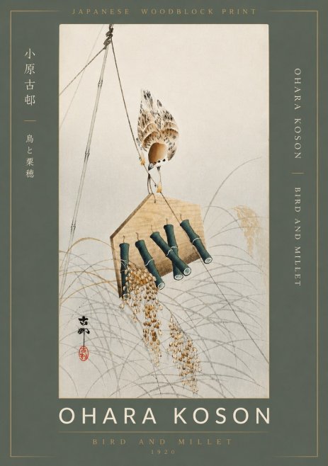 Ohara Koson Bird and Millet No2 - Juliste