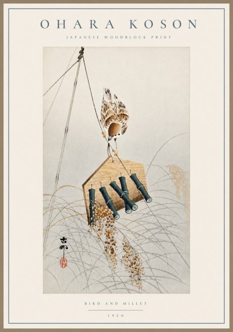 Ohara Koson Bird and Millet No3 - Juliste