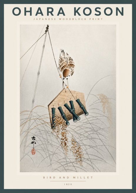 Ohara Koson Bird and Millet No4 - Juliste