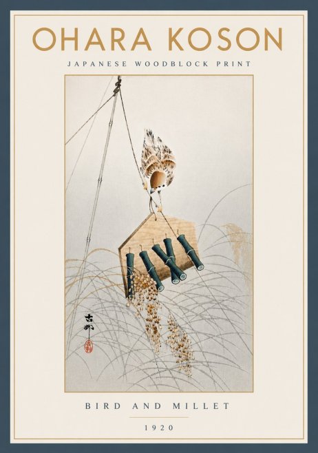 Ohara Koson Bird and Millet No5 - Juliste