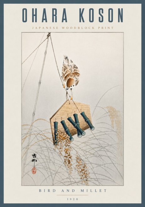 Ohara Koson Bird and Millet No6 - Juliste