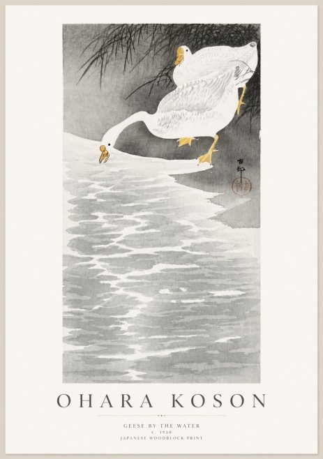 Ohara Koson Geese by the Water No1 - Juliste