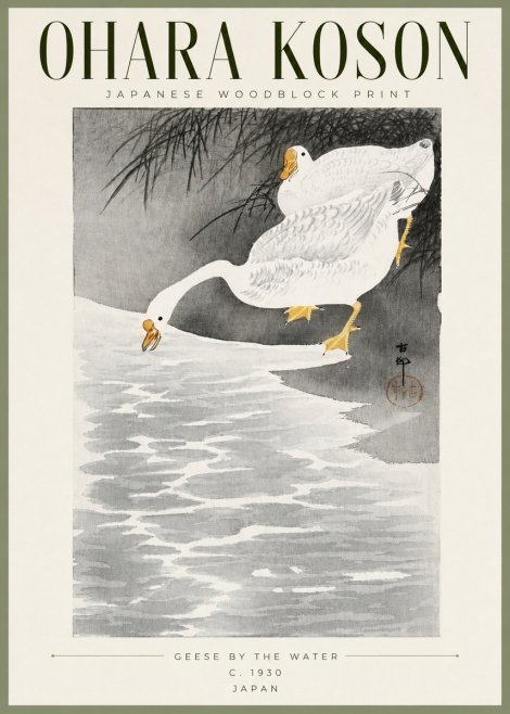 Ohara Koson Geese by the Water No2 - Juliste