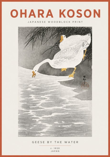 Ohara Koson Geese by the Water No4 - Juliste