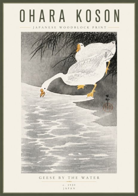Ohara Koson Geese by the Water No5 - Juliste