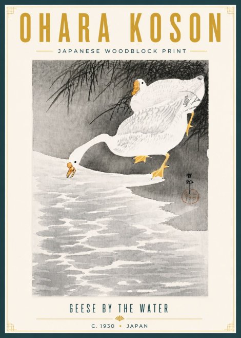Ohara Koson Geese by the Water No6 - Juliste