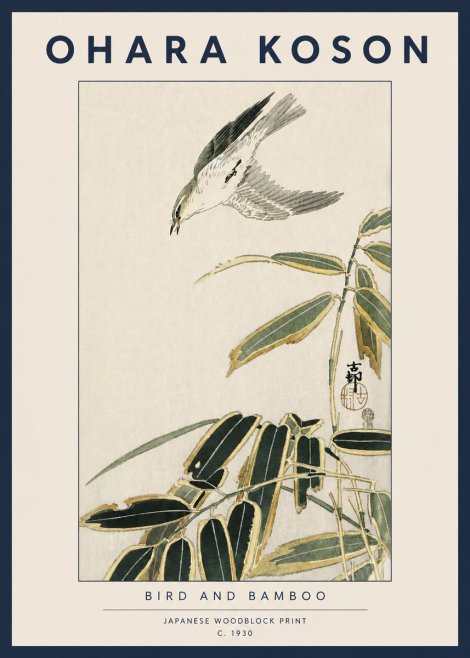 Ohara Koson Bird and Bamboo No3 - Juliste