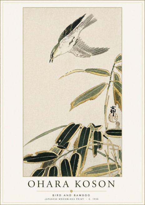 Ohara Koson Bird and Bamboo No4 - Juliste