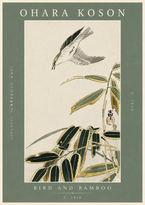 Ohara Koson Bird and Bamboo No5 - Juliste