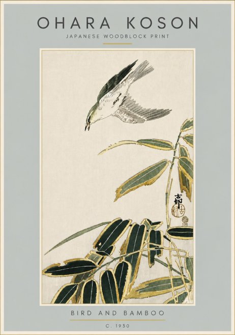 Ohara Koson Bird and Bamboo No6 - Juliste