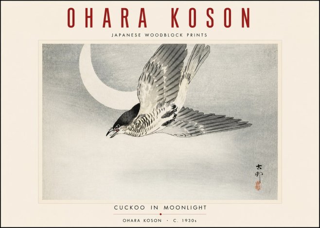Ohara Koson Cuckoo in Moonlight No3 - Juliste